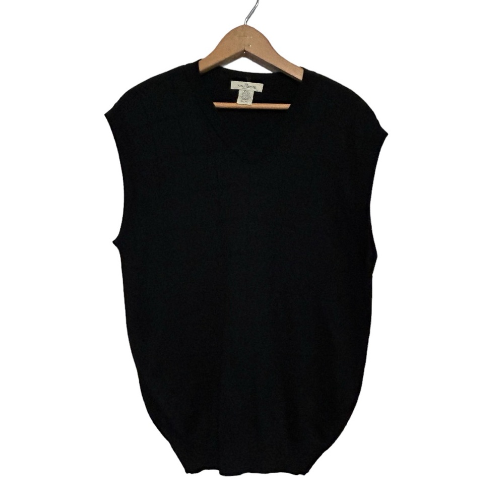 Vintage Va Nene 100% Silk Black Vest V-neck Sweater Size XL Men’s